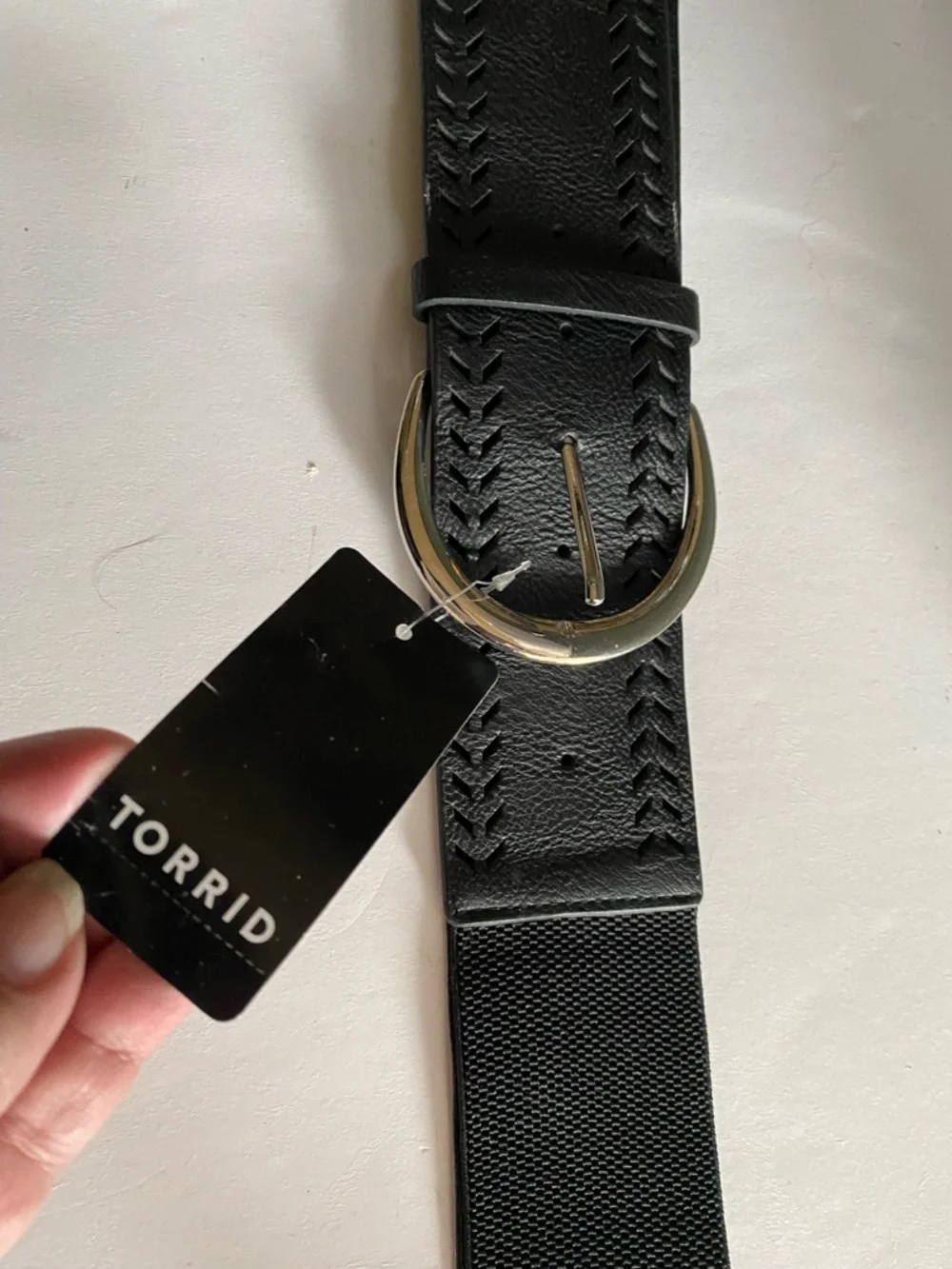 NWT Torrid 1X Belt Black Stretch 14 16 Silver Hardware 2.5 Inches Wide - Picture 2 of 4
